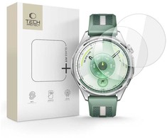 „Tech-Protect Glass Fit+“ 2 grūdinto stiklo pakuotė, skirta „Huawei Watch GT 6 46mm“ – skaidri.