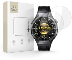 „Tech-Protect Glass Fit+“ 2 grūdinto stiklo pakuotė, skirta „Huawei Watch GT 6 Pro 46mm“ – skaidri.