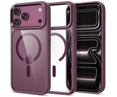 Tech-Protect Magmat Magsafe CC dėklas, skirtas iPhone 17 Pro / 18 Pro - Skaidri bordo