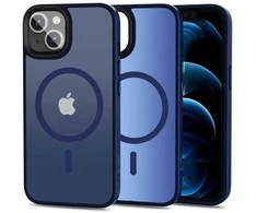 Mėlyna Tech-Protect MagMat MagSafe iPhone 13 dėklas – matinis tamsiai mėlynas