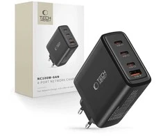 Tech-Protect NC100W-GAN įkroviklio tinklas GaN 3x USB-C PD 100W / USB-A QC 3.0 - juodas