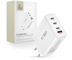 Tech-Protect NC100W-GAN įkroviklis GaN 3x USB-C PD 100W / USB-A QC 3.0 - baltas