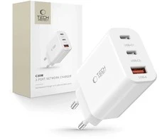 Tech-Protect NC30W įkroviklis 2x USB-C PD 30W / USB-A QC 3.0 - baltas