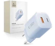 „Tech-Protect NCM33W“ 2 prievadų PD33W/QC3.0 sieninis įkroviklis - mėlynas