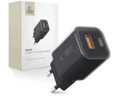„Tech-Protect NCM33W“ 2 prievadų PD33W/QC3.0 sieninis įkroviklis - juodas