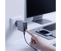 Tech-Protect POWERVISION NC140W-GAN 4 prievadų tinklo įkroviklis PD 140W / QC3.0 tamsiai pilkas