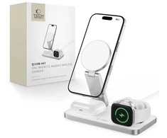 Tech-Protect QI15W-A47 MagSafe 3in1 indukcinis įkroviklis + USB-C laidas - Baltas