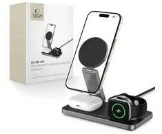 Tech-Protect QI15W-A47 MagSafe 3in1 indukcinis įkroviklis + USB-C laidas - Juodas