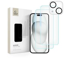 Tech-Protect Supreme rinkinys iPhone 15 2x grūdintas stiklas ekranui / grūdintas stiklas fotoaparatui