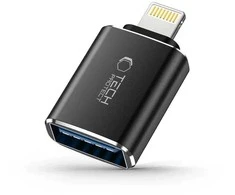 Tech-Protect UltraBoost Lightning (vyriškas) / USB-A (moteriškas) OTG adapteris – juodas