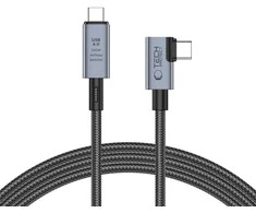 Tech-Protect UltraBoost Max L USB-C 4.0 (tiesus) / USB-C 4.0 (kampinis) PD 240W 8K 40Gbps 1,5 m kabelis – pilkas