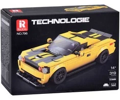 Jokomisiada Techniniai kaladėlės 319 detalių + lipdukai Geltona Sports Car ZA5260