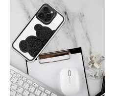 OEM dėklas, skirtas iPhone 16, juodas meškiukas