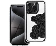 OEM dėklas, skirtas iPhone 17 Pro Max / 18 Pro Max (žemas kameros kraštas), meškiuko formos, juodas
