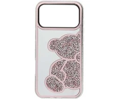 OEM dėklas, skirtas iPhone 17 Pro Max / 18 Pro Max (žemas kameros kraštas), meškiuko rožinis