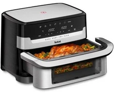 Gruzdintuvė Tefal Dual Easy Fry Flex EY922D 9 L Stand-alone Hot air fryer Juodas, Nerūdijantis plienas