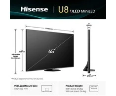Televizorius Hisense 65U8Q 165.1 cm (65") 4K Ultra HD Smart TV Wi-Fi Juodas, Pilkas