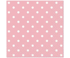 Popierinės servetėlės PAW Rožinė Dots, 25 cm x 25 cm, 20 vnt.