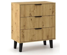 Top E Shop SCANDI 3S SLIM ĄŽUOLINĖ ARTISAN KOMODA SU STALČIAIS