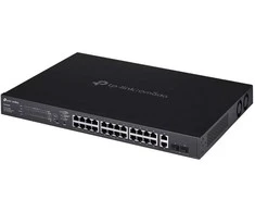 Šakotuvas TP-Link Omada ES228GMP tinklo komutatorius, valdomas L2 gigabito Ethernet (10/100/1000), maitinimas per Ethernet (PoE), Juodas