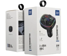 BlueStar Automobilio siųstuvas Blue Star Wave L1 RGB aplinkos apšvietimas tipas C x1 USB x2 20W juodas