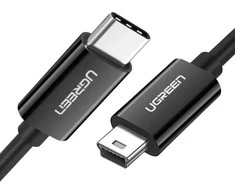 Ugreen US242 USB-C (male) / mini USB (male) kabelis 1 m - juodos spalvos