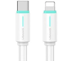 USAMS Kabelis USB-C/Lightning 1m SJ735 30W baltos spalvos YU Series SJ735USB02 (US-SJ735)