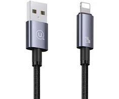 USAMS USB laidas į „Lightning“ 2.4A 2m greito įkrovimo, plienas/juodas SJ669USB01 (US-SJ669)