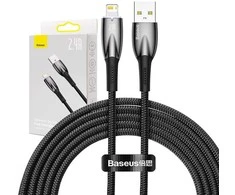 USB laidas, skirtas Lightning Baseus Glimmer Series, 2.4A, 2m (juodas)