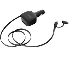Car charger VEGER USB C + kabelis USB C / Lightning QC PD 84W CC89 juodas
