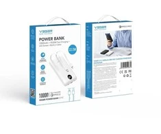 Nešiojamoji baterija Veger C11 (W1170) PD QC3.0 2A 22,5W 10000 mAh su integruotu USB C laidu / Lightning jungtimi