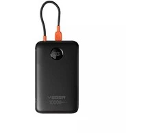 Nešiojamoji baterija „Veger“ 10000 mAh su integruotu laidu USB C QC3.0 PD 2A 22,5W K1C W1189 juodas