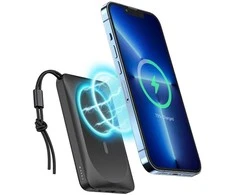 Powerbank compatible with MagSafe Veger MagOn (VP1151 / W1151) PD QC3.0 2A 20W 10000 mAh with wireless charging juodas