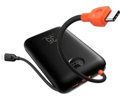 Powerbank Veger K2 (W2068) PD QC3.0 35W 20000 mAh with built-in Type C cables / Lightning juodas