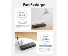 Nešiojamoji baterija Veger TCE130 (W2503) PD 130W 25000 mAh su integruotais C tipo laidais / Lightning juodas