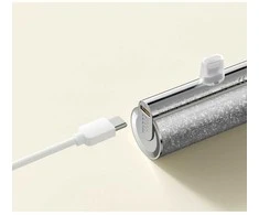 Nešiojamoji baterija Veger PlugOn (W0573) PD QC3.0 2,4A 12W 5000 mAh su integruota USB C jungtimi, sidabrinis