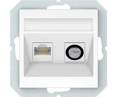 Vilma Antenos ir kompiuterio lizdas QUADRUM QR 1000, TV+RJ45, be rėmelio, baltas