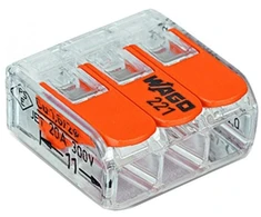 Laidų jungės Wago 221-413, 3 x 0,2–4 mm², 20 vnt.