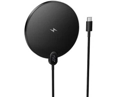 Canyon Belaidis įkroviklis Hoco 15W su USB C laidu ir skaitmeniniu ekranu CW62 juodas