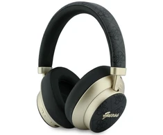 Ant ausų uždedamos ausinės Guess Bluetooth ENC 4G Auksinė Script Metal juodos spalvos