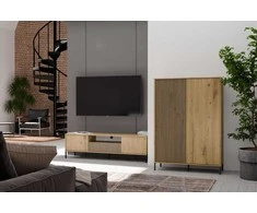 Top E Shop KAMARO 2DD plona/stora ąžuolo amatininkų vitrina