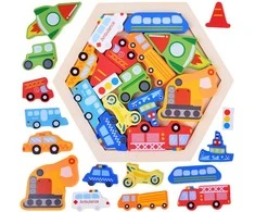 Dėlionė Jokomisiada Medinės galvosūkių transporto priemonės ugniagesių brigados laivas 16 dalių