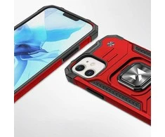 Wozinsky Ring Armor Apple iPhone 14 armored magnetic holder ring dėklas telefonui raudonos spalvos
