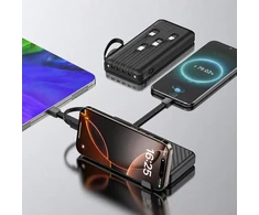 Wozinsky W11-B 10000mAh 10W Powerbank with Built-in Cables and Flashlight - Juodas