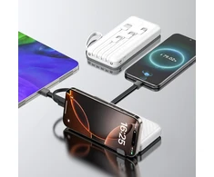 Wozinsky W11-W 10000mAh 10W Powerbank with Built-in Cables and Flashlight - Baltas