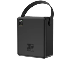 Wozinsky W8-B 100000mAh 30W Powerbank 2xUSB-A and 2xUSB-C with Flashlight - Juodas