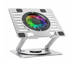 Wozinsky WDCX-X16-AS CoolBase RGB 360° cooling stand for laptop and tablet - sidabrinis