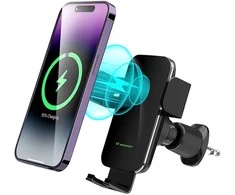 Wozinsky WEDZ-3Y8S clamp automobilinis telefono laikiklis su 15W inductive charger for phone on the air vent – juodos spalvos