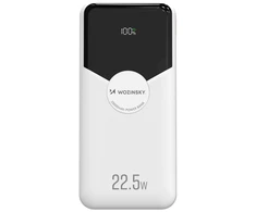 Wozinsky WFC-15W 20000mAh 22.5W PD20W Powerbank with Built-in Lightning and USB-C Cables - Baltas