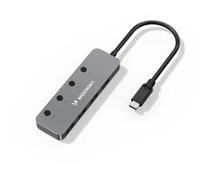 Wozinsky WHS080YSS 4 x USB-A 3.0 Aluminum Hub with Individual Switches and 15 cm USB-C Cable - Gray